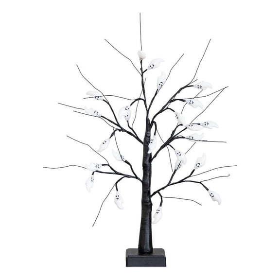 Nearly Natural Pre-Lit Ghost Artificial Halloween Twig Tree - 2' - Purple LED Lights