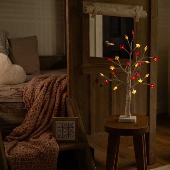 Nearly Natural Pre-Lit Artificial Valentine's Day Twig Tree with Heart Shaped Lights - 2' - Warm