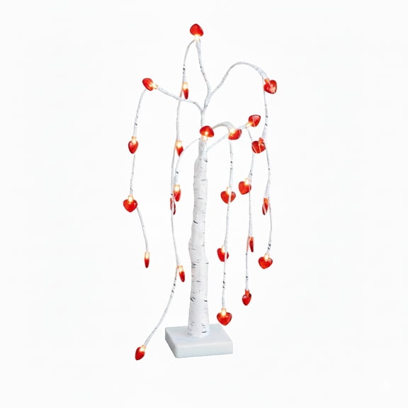 Nearly Natural Pre-Lit Artificial Valentine's Day Willow Tree with Heart Shaped Lights - 2' - Warm