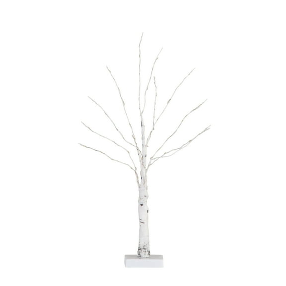 Nearly Natural 2ft. Pre-Lit Artificial White Birch Tree with 60 Warm White LED Lights
