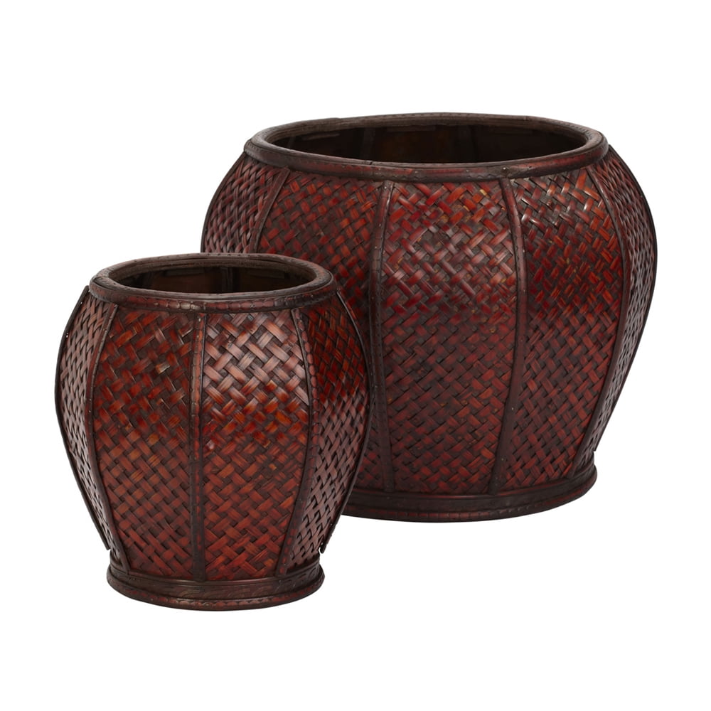 Nearly Natural 2pc Rounded Weave Decorative Planter Set