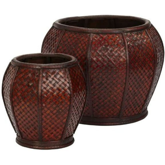 Nearly Natural 2pc Rounded Weave Decorative Planter Set