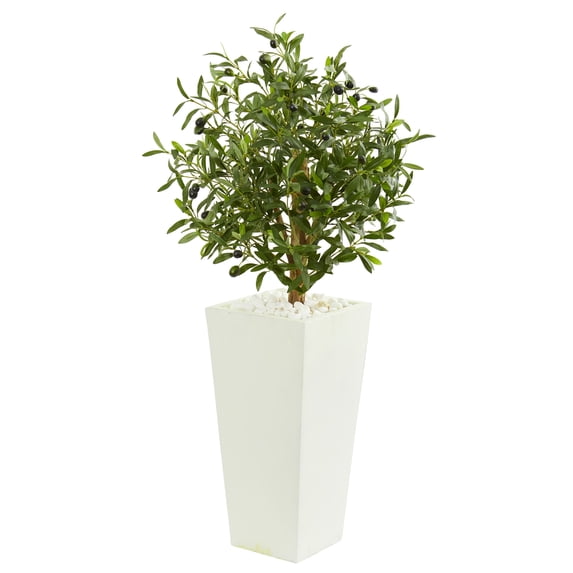 Nearly Natural 3.5-Ft. Olive Artificial Tree in White Planter