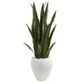 thumbnail image 1 of Nearly Natural 3.5' Plastic Green Sansevieria Artificial Plant in White Planter, 1 of 3