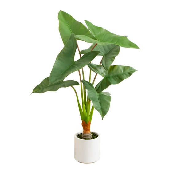 Nearly Natural 3.5ft. Artificial Arrowhead Philodendron in White Decorative Planter