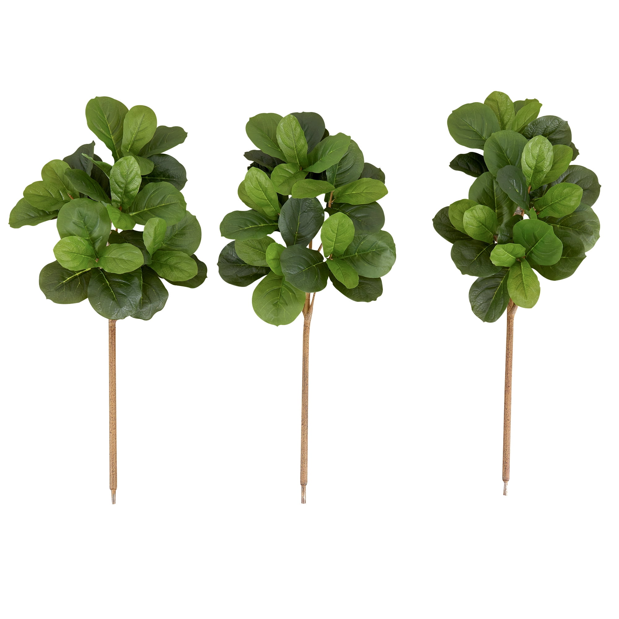 Nearly Natural 3.5ft. Artificial Fiddle Leaf Fig Tree (No Pot), (Set of 3), Green