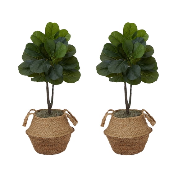Nearly Natural 3' Artificial Fiddle Leaf Fig Tree DIY Kit - Set of 2
