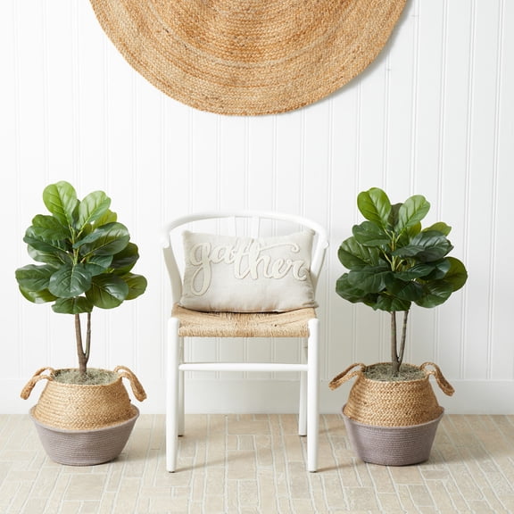 Nearly Natural 3' Artificial Fiddle Leaf Fig Tree DIY Kit - Set of 2