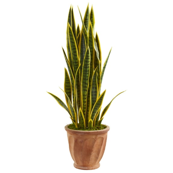 Nearly Natural 3-Ft. Sansevieria Artificial Plant in Terra Cotta Planter
