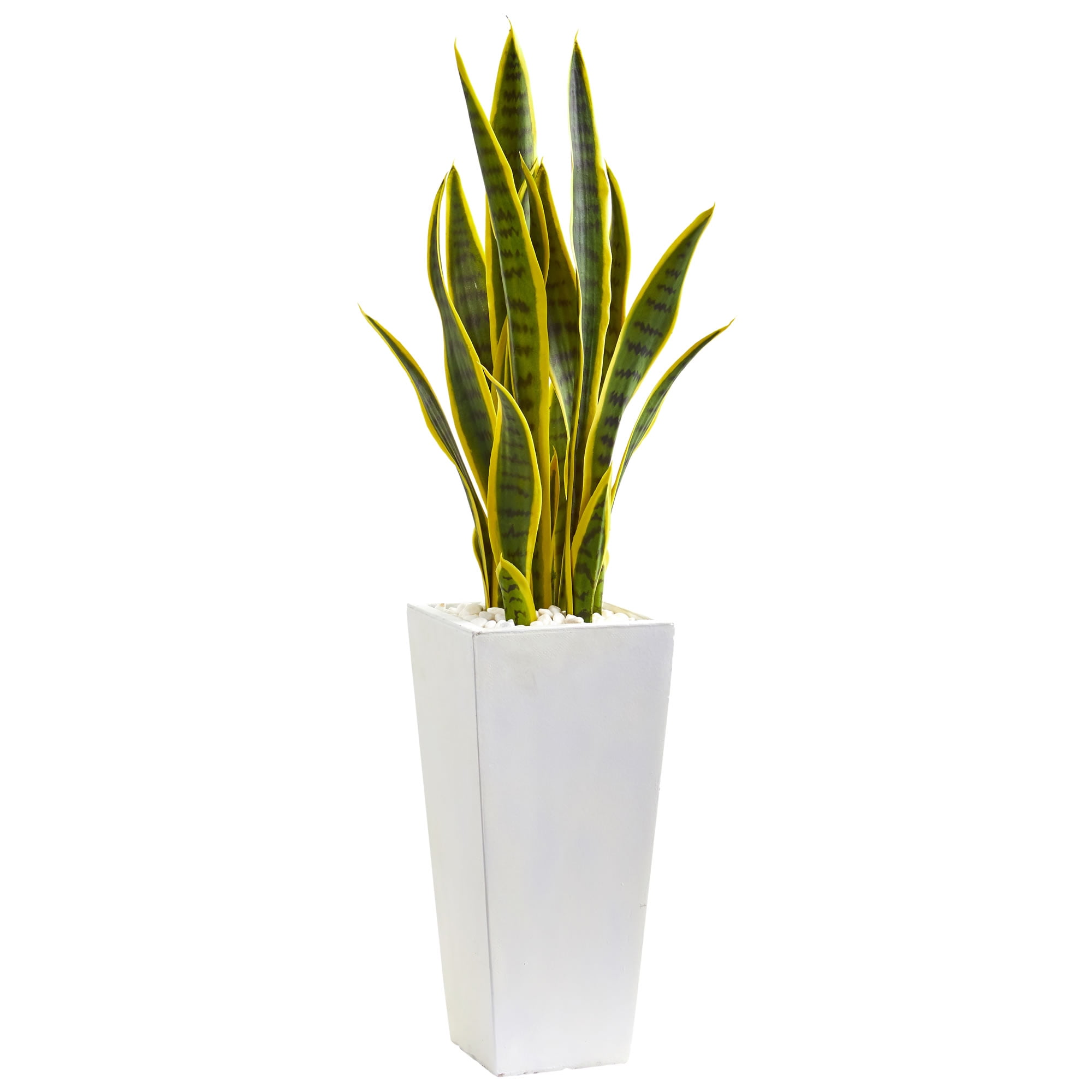 Nearly Natural 3-Ft. Sansevieria Artificial Plant in White Planter