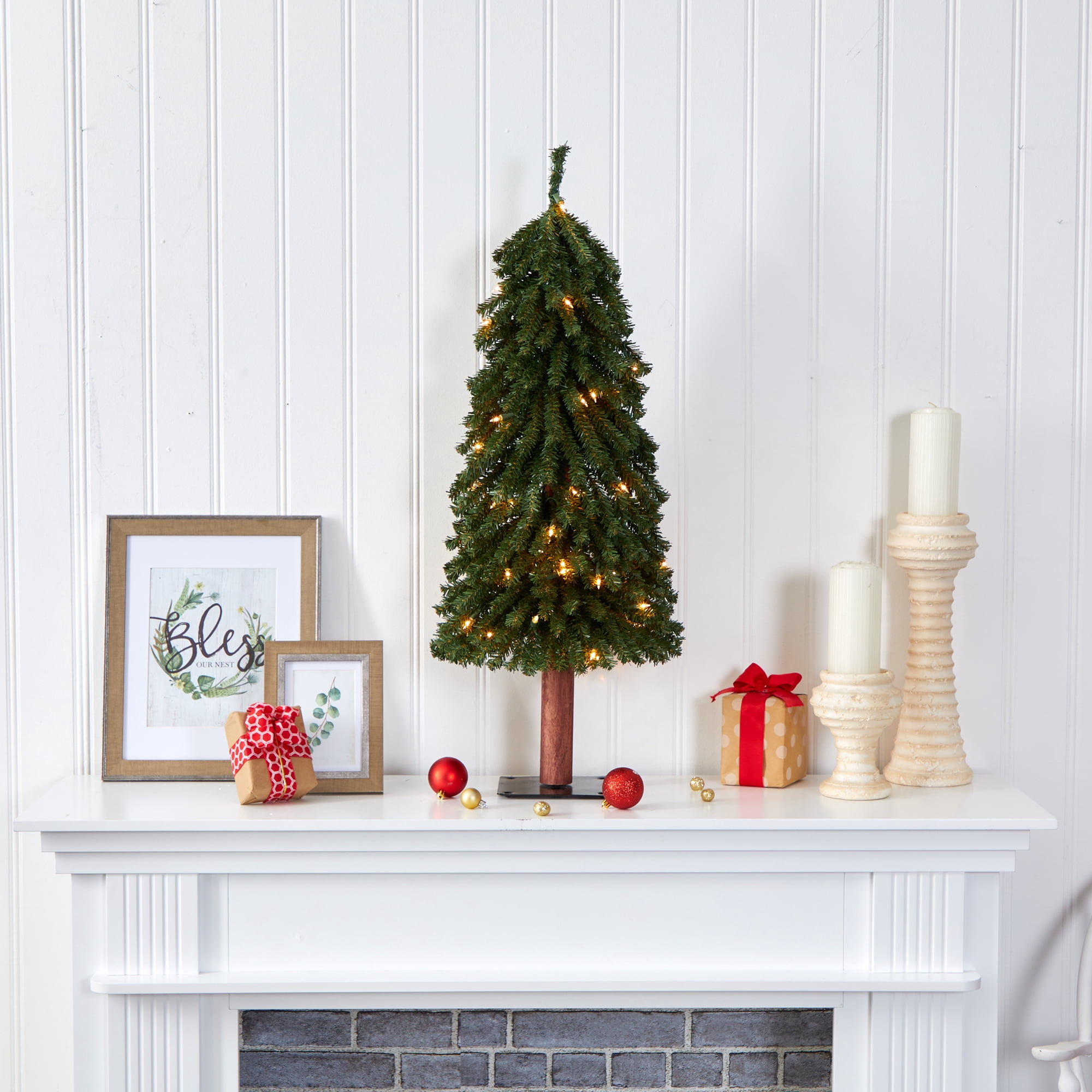 Nearly Natural 3' Grand Alpine Artificial Christmas Tree with 50 Clear Lights