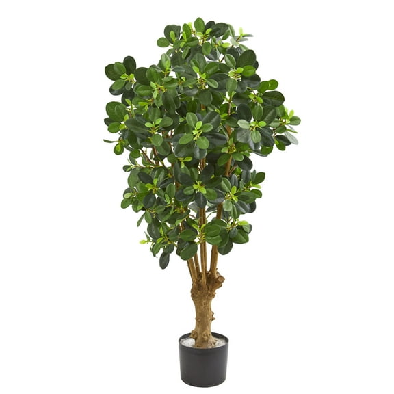 Nearly Natural 3' Panda Ficus Artificial Tree, Green