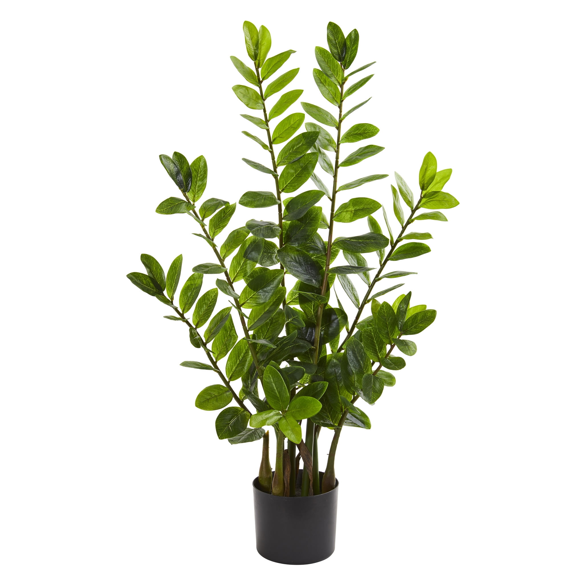 3-Foot Green Plastic Zanzibar Gem Artificial Plant in Black Pot