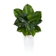 thumbnail image 1 of Nearly Natural 34in. Large Philodendron Leaf Artificial Plant in White Metal Planter, 1 of 4