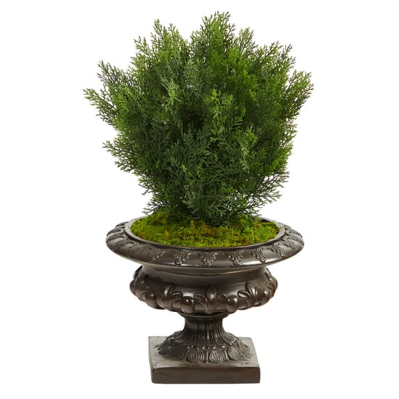 Nearly Natural 30" Cedar Artificial Tree in Iron Colored Urn (Indoor/Outdoor)
