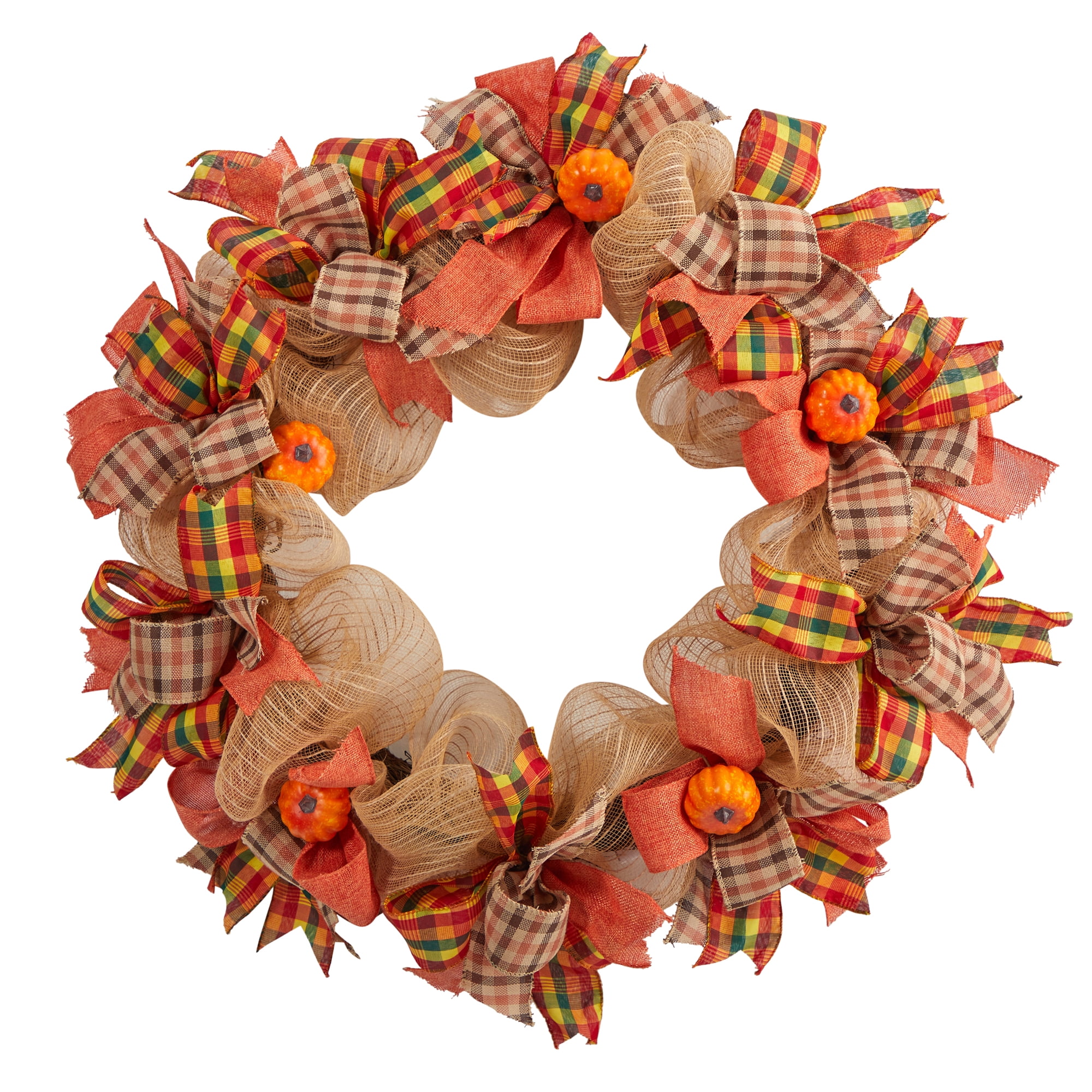 Nearly Natural 30" Fall Wreath – Artificial Pumpkin & Maple Leaf Decor For Door Or Wall