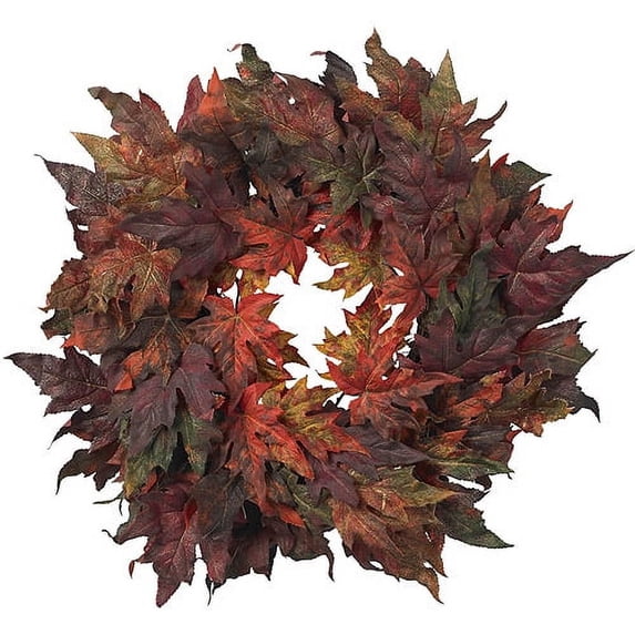Nearly Natural 30in. Maple Leaf Thanksgiving Artificial Wreath (Assorted Colors)