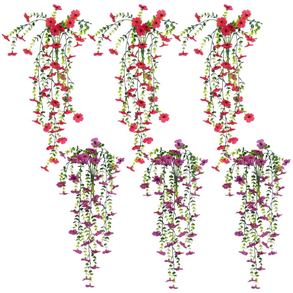 Nearly Natural UV Resistant Outdoor Artificial Hibiscus Hanging Plant - 30" - Pink and Purple - Set