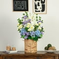 thumbnail image 1 of Nearly Natural Mixed Flower and Hydrangea Artificial Arrangement in Weave Basket - 31" - Multicolor, 1 of 7