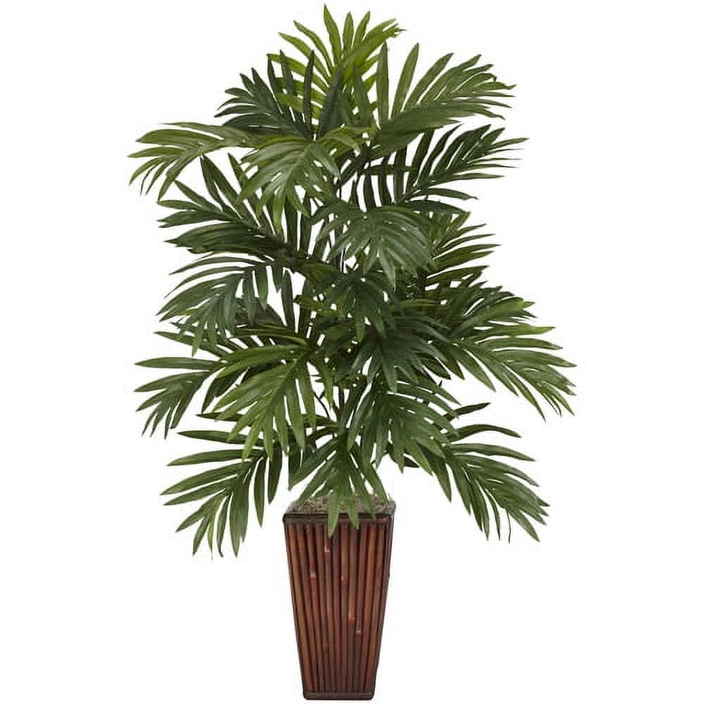 Nearly Natural Areca Palm with Tall Brown Bamboo Vase