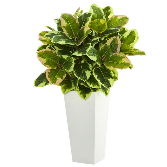 Nearly Natural 32in. Variegated Rubber Artificial Plant in Planter
