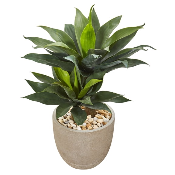 Nearly Natural 34" Double Agave Succulent Artificial Plant in Planter, Green
