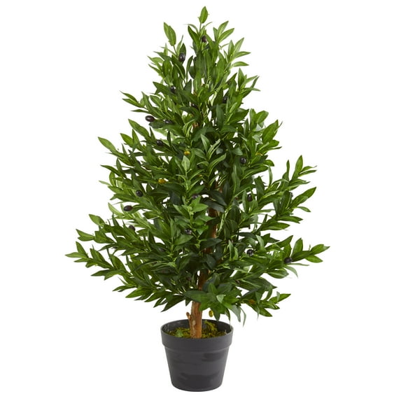 Nearly Natural 35" Olive Cone Topiary Artificial Tree (Indoor/Outdoor)