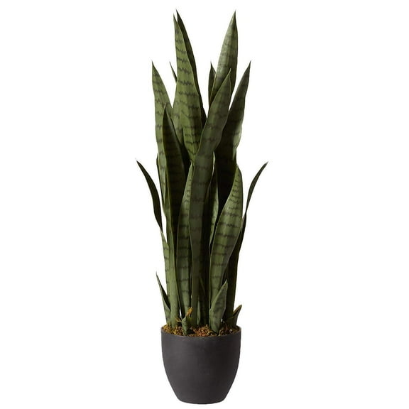 Nearly Natural 35" Sansevieria Artificial Plant in Plastic Planter, Green