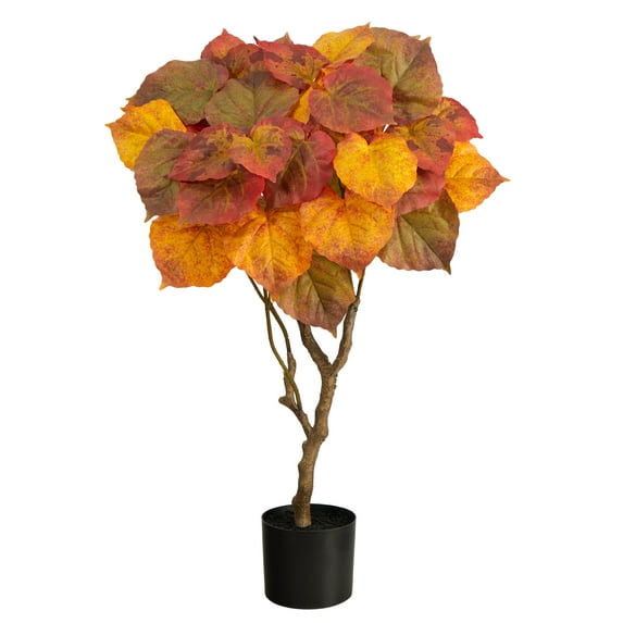 Nearly Natural 36" Ficus Artificial Tree in Black Plastic Pot