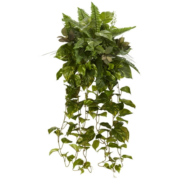Nearly Natural 36 Mixed Greens Hanging Artificial Plant (Set of 2)