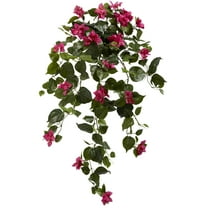 Nearly Natural 37" Plastic/Polyester Bougainvillea Hanging Artificial Plant (Set of 2), Pink