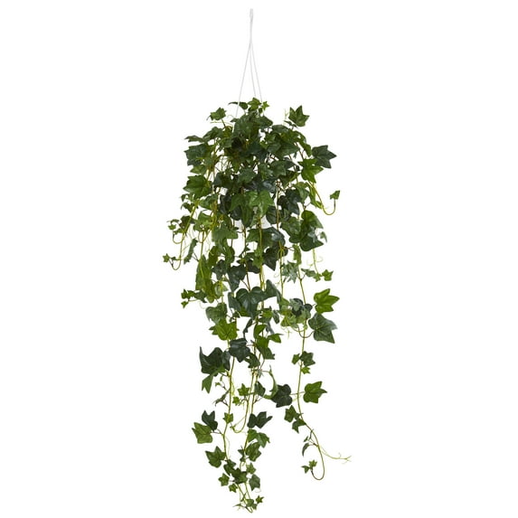 Nearly Natural 37in. English Ivy Hanging Basket Artificial Plant, Green