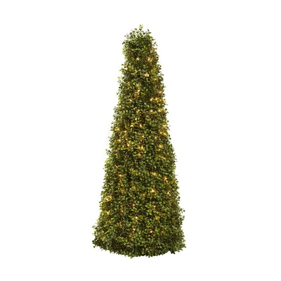 Nearly Natural 39" Boxwood Cone with Lights