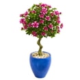 thumbnail image 1 of Nearly Natural 39-In. Azalea Artificial Topiary Tree in Blue Planter, 1 of 1
