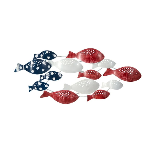 Nearly Natural 39" Patriotic Fourth of July Decorative Metal Art, Multicolor