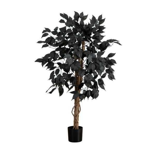 Nearly Natural 3ft. Artificial Halloween Black Ficus Tree with Natural Trunk