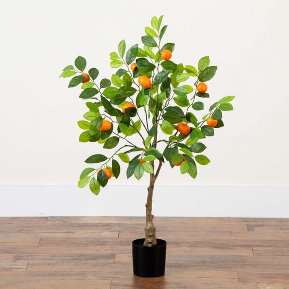 Nearly Natural Tangerine Artificial Potted Tree - 3'