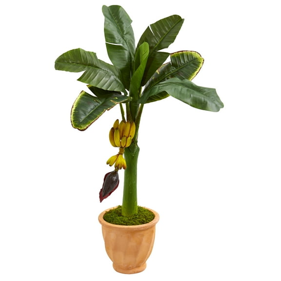 Nearly Natural 3ft. Banana Artificial Tree in Terracotta Planter