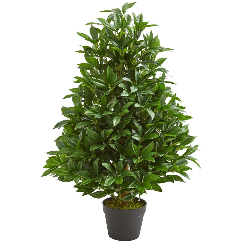 Verdant Elegance 38" UV-Resistant Potted Artificial Bay Leaf Topiary