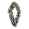 thumbnail image 1 of Nearly Natural 3ft. Holiday Christmas Geometric Diamond Frosted Wreath with Pinecones and 50 Warm White LED Lights, 1 of 5