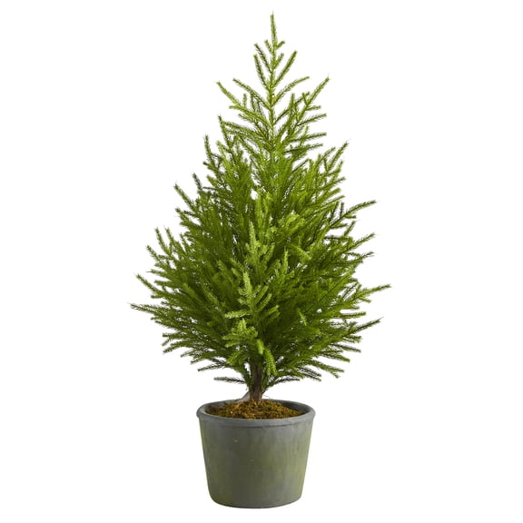 Nearly Natural 3ft. Norfolk Island Pine Natural Look Artificial Tree in Decorative Planter, Green