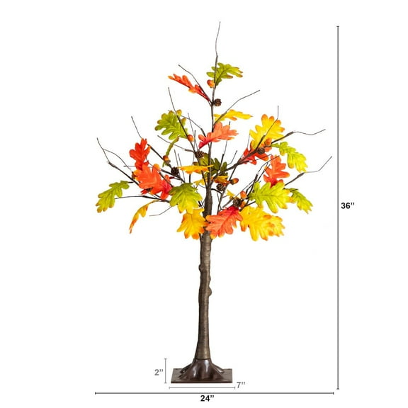 Nearly Natural 3ft. Pre-Lit Autumn Maple Artificial Fall Tree with Pinecones, Acorns