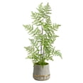 thumbnail image 1 of Nearly Natural 3ft. Ruffle Fern Artificial Tree in Stoneware Planter with Gold Trimming, 1 of 4
