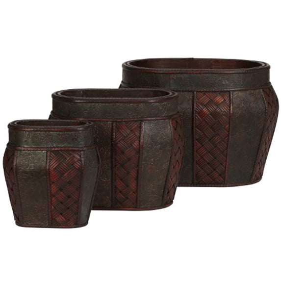 Nearly Natural 3pc Oval Decorative Planter Set