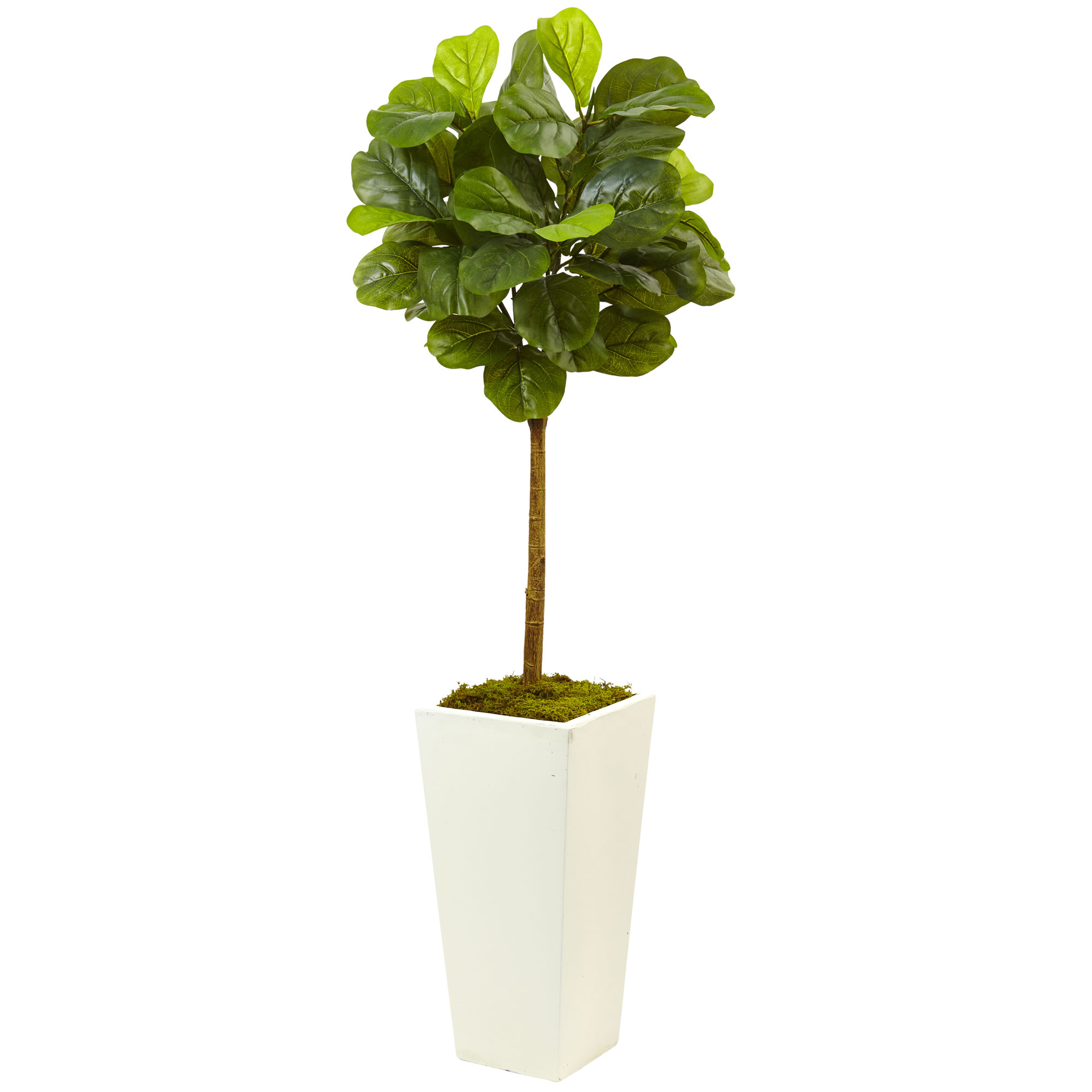 Nearly Natural 4.5' Artificial Fiddle Leaf Fig Tree with White Planter - image 1 of 3