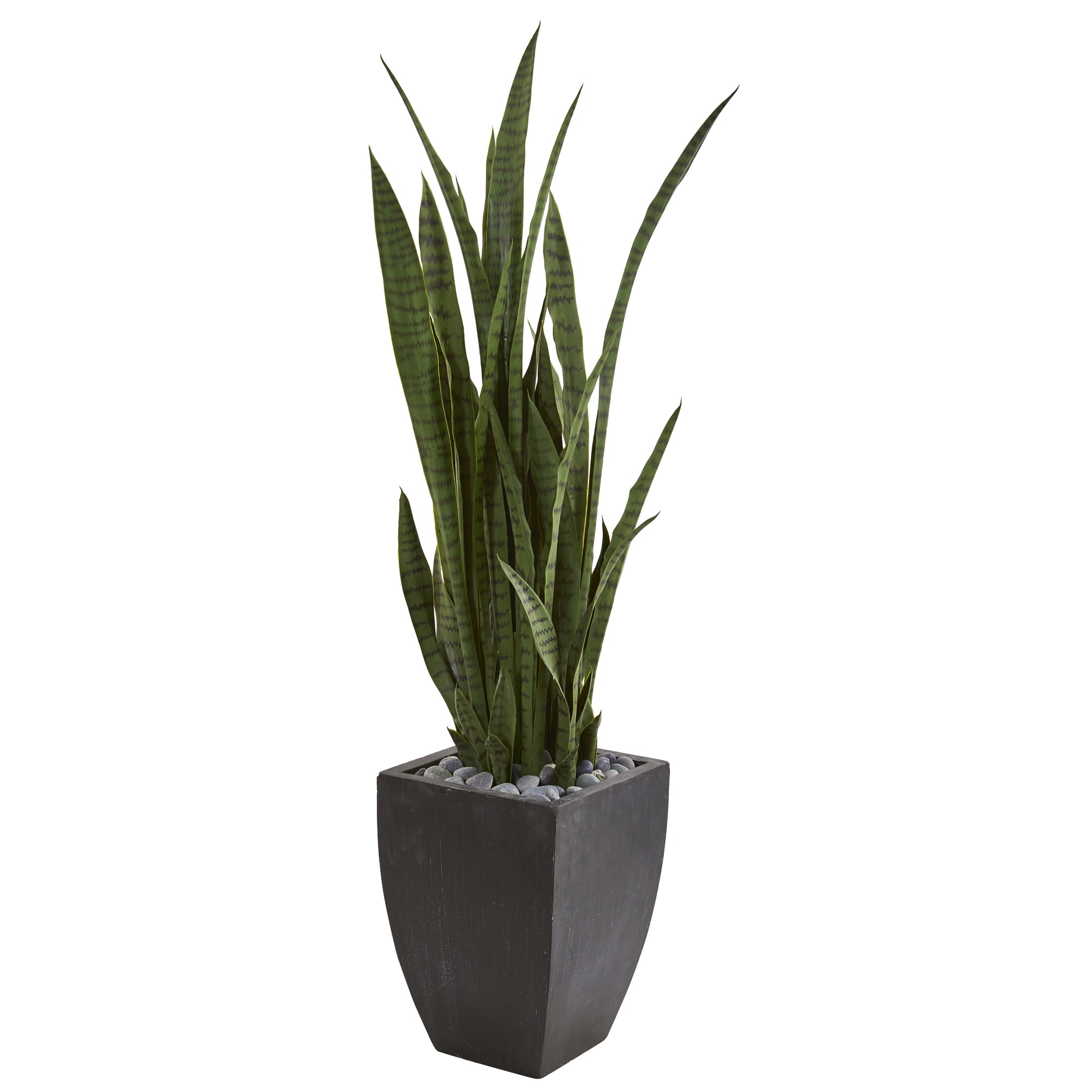 Nearly Natural 4.5’ Green Sansevieria Artificial Plant in Black Planter