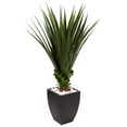 thumbnail image 1 of Nearly Natural 4.5' Spiked Agave Plastic Artificial Plant in Black Planter (Indoor/Outdoor), Green, 1 of 5