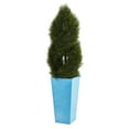 thumbnail image 1 of Nearly Natural 4.5ft. Double Pond Cypress Spiral Artificial Tree in Turquoise Planter UV Resistant (Indoor/Outdoor), Green, 1 of 3