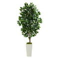 thumbnail image 1 of Nearly Natural 4.5ft Ficus Artificial Tree in White Planter in Green, 1 of 4