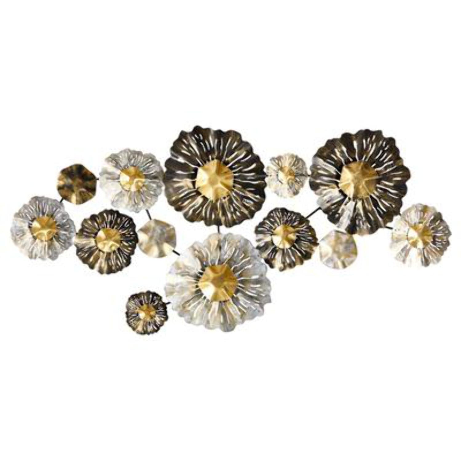 Large Black and Gold Floral Metal Wall Sculpture